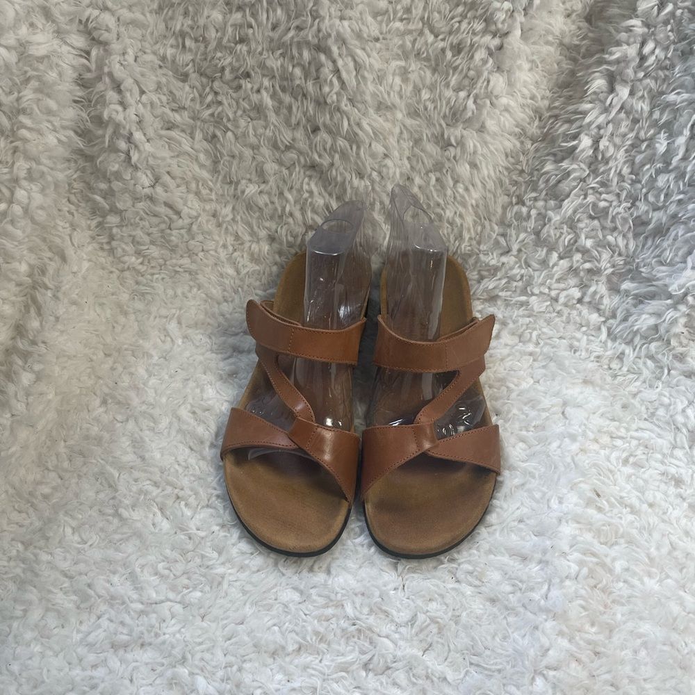 Vionic  Pamplona leather Tan  straps Ortho heel slide sandals  SZ8.5 - Picture 3 of 10
